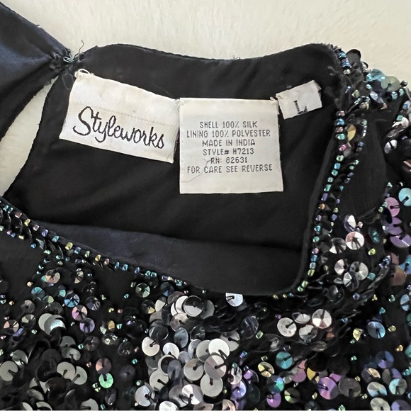 Vintage Beaded Silk Top by StyleWorks Size Large - Picture 6 of 11